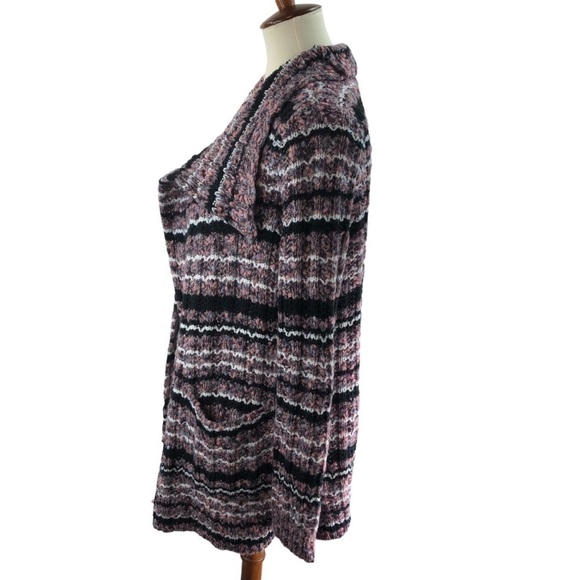 LED Maternity Wool Cotton Blend Cardigan Sweater Sz S Tweed Chunky Colorful Cozy - Picture 4 of 11
